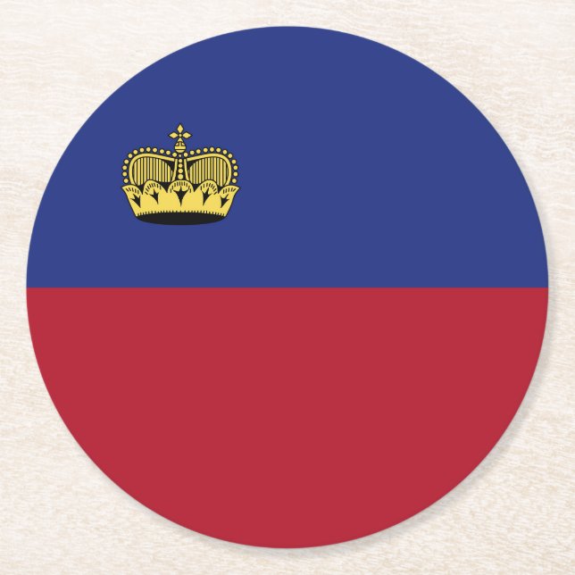 Liechtenstein flag round paper coaster (Front)