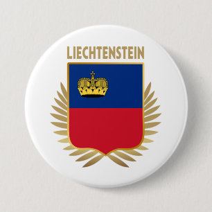 Liechtenstein Flag Shield 7.5 Cm Round Badge