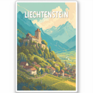 Liechtenstein Illustration Travel Art Vintage