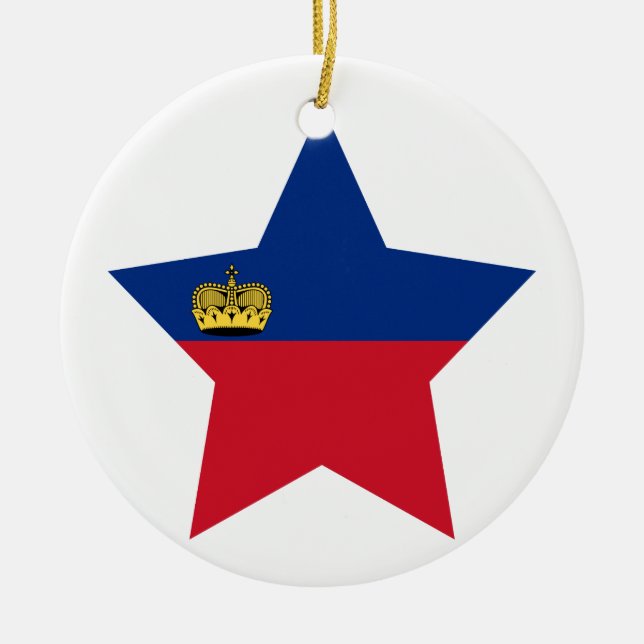 Liechtenstein Star Ceramic Tree Decoration (Front)