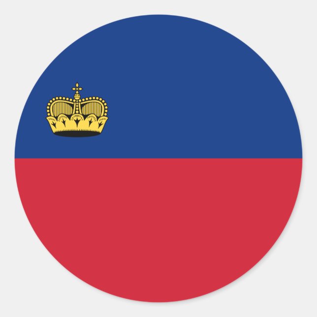 Liechtensteiner Flag, Flag of Liechtenstein Classic Round Sticker (Front)