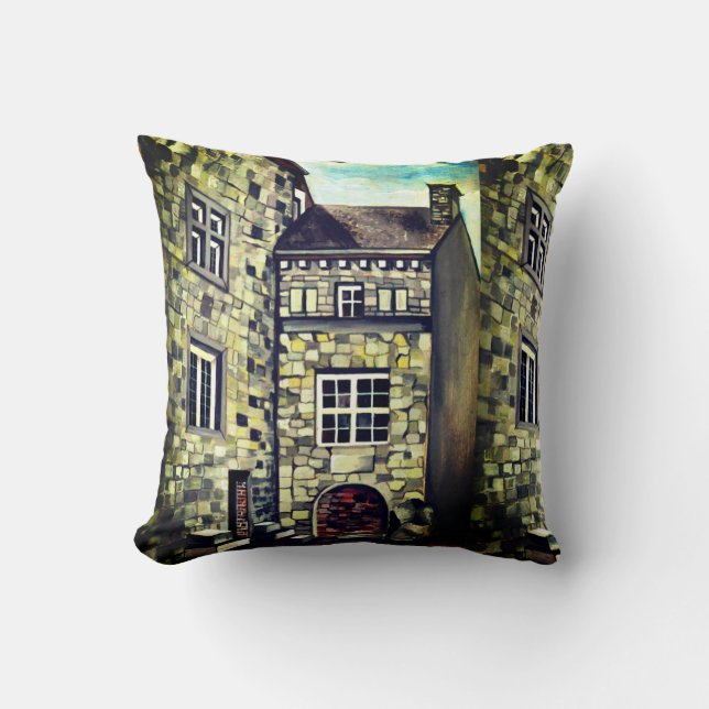 Liege, A Surreal Dreamscape Stone Castle Cushion (Front)