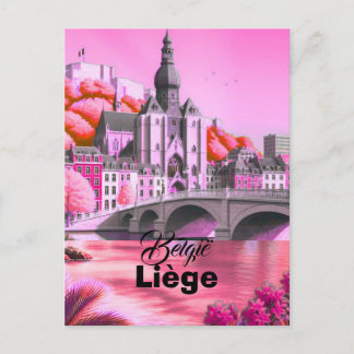 Liège Poster België Travel Print Vintage Wall Art Postcard