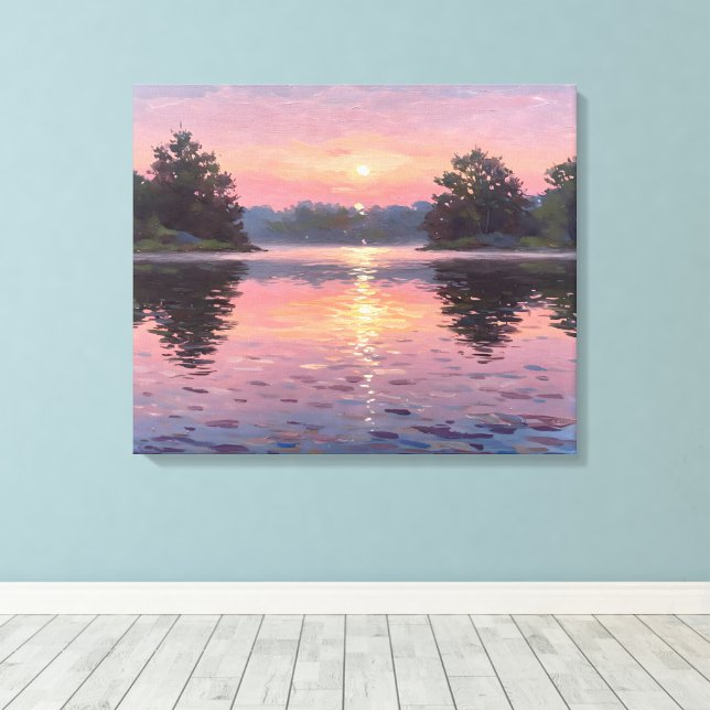 Lienzo Lake During Dusk Canvas Print (Insitu(Wood Floor))
