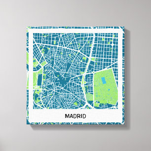 Lienzo map minimalist Madrid - Azul-Verde Canvas Print