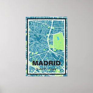 Lienzo map minimalist Madrid - Azul-verde Canvas Print