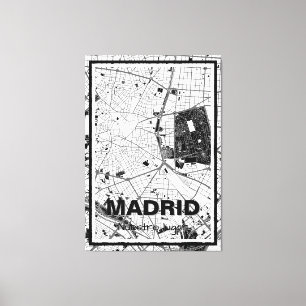 Lienzo map minimalist Madrid - Blanco-Negro Canvas Print