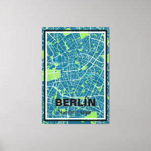 Lienzo minimalist map Berlin - Blue-Green Canvas Print