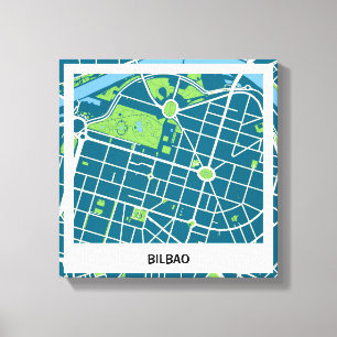 Lienzo minimalist map Bilbao Blue-Green Canvas Print