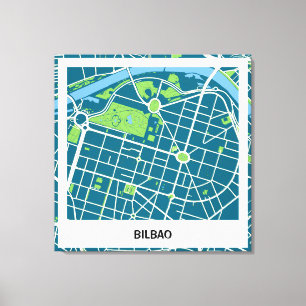 Lienzo minimalist map Bilbao Blue-Green Canvas Print