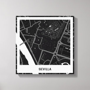 Lienzo minimalist map Sevilla - Black-white Canvas Print
