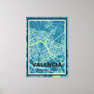 Lienzo minimalist map Valencia - Blue-Green Canvas Print