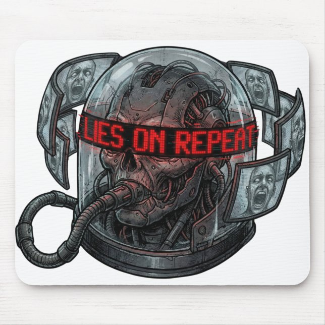 Lies On Repeat – Dystopian Propaganda Brainwash Mouse Pad (Front)