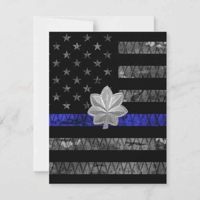 Lieutenant Colonel Thin Blue Line Distressed Flag Thank You Card (Front)