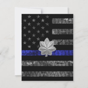 Lieutenant Colonel Thin Blue Line Distressed Flag Thank You Card