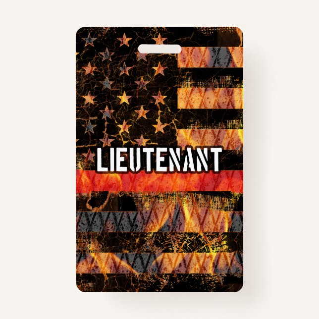 Lieutenant Firefighter Flag ID Badge (Front)