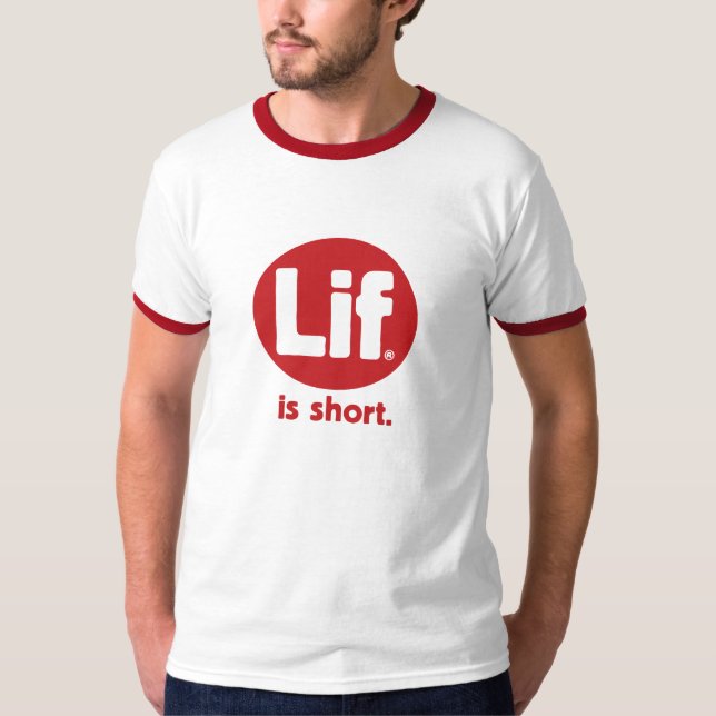 Lif. Is Short. Retro. Red. T-Shirt (Front)