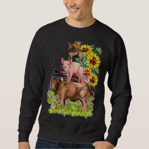 Life About Balance Animal Farm Cow Pig Goat Chicke Sweatshirt