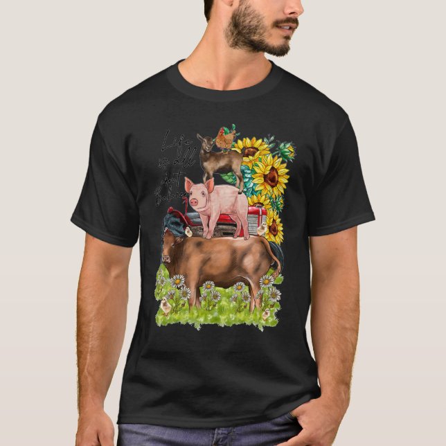 Life About Balance Animal Farm Cow Pig Goat Chicke T-Shirt (Front)