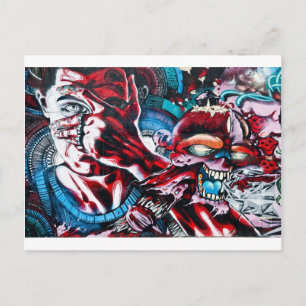 Life and Death. Graffiti on the textured wall. Postcard