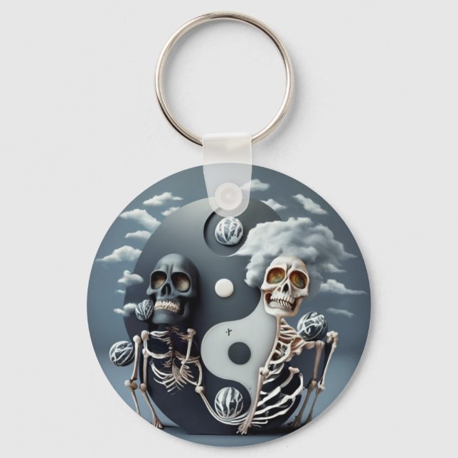 Life and Death, Halloween YinYang Skeleton Key Ring (Front)