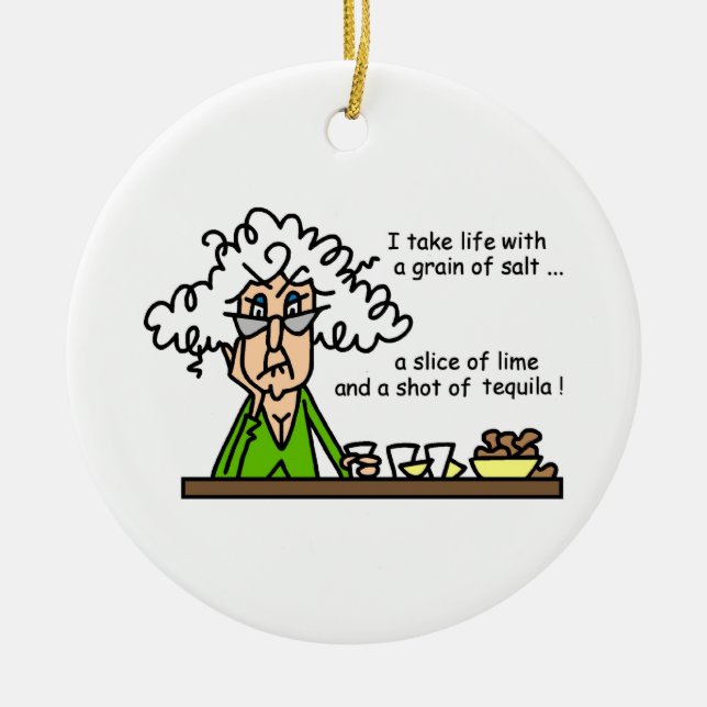Life and Tequila Humour Ceramic Tree Decoration (Front)
