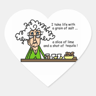 Life and Tequila Humour Heart Sticker