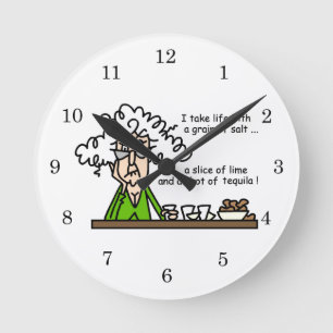 Life and Tequila Humour Round Clock