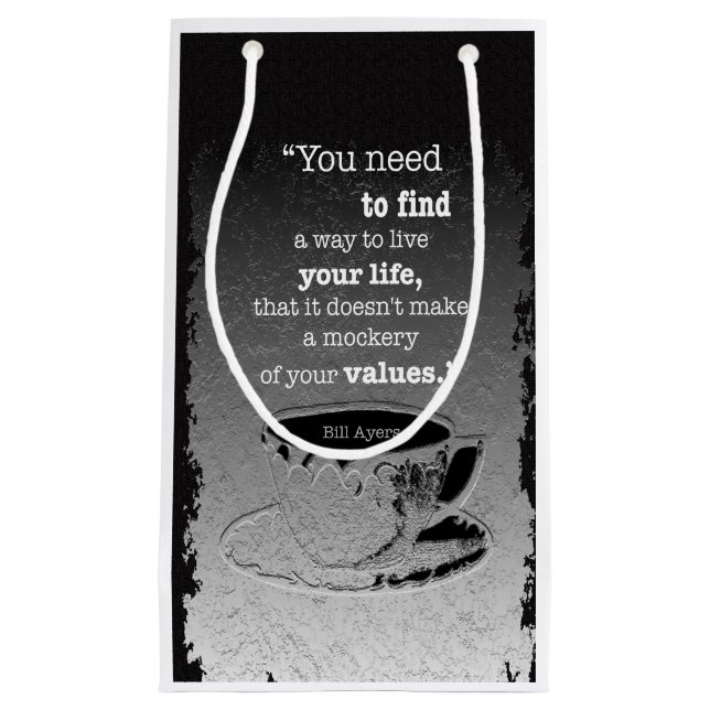 Life and Values, Illustrated Existentialism quote Small Gift Bag (Front)