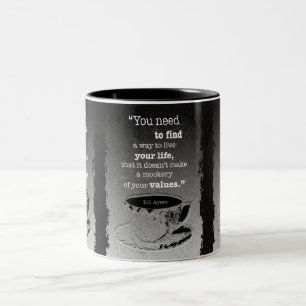 Life and Values, Illustrated Existentialism quote Two-Tone Coffee Mug