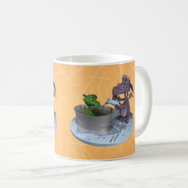 Life as a little dragon: bath time coffee mug (Front Right)