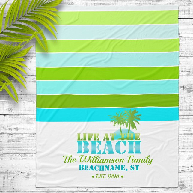 Life at the Beach Cool Blue/Green Fleece Blanket (Creator Uploaded)