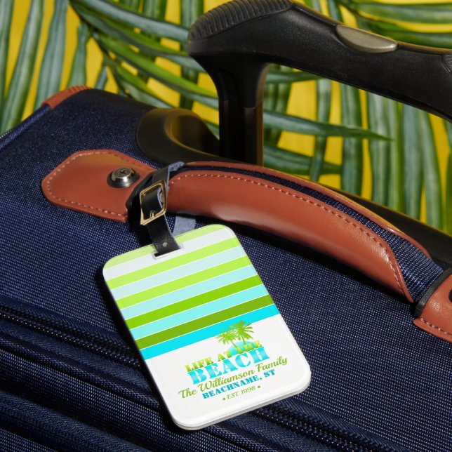 Life at the Beach Personalised  Luggage Tag (Front Insitu 1)