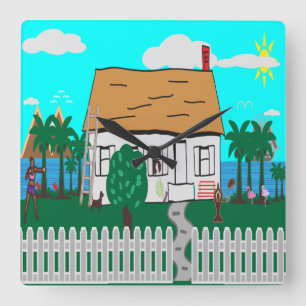 Life At The Beach Square Wall Clock