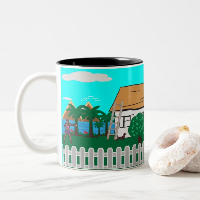 Life At The Beach Two-Tone Coffee Mug (With Donut)