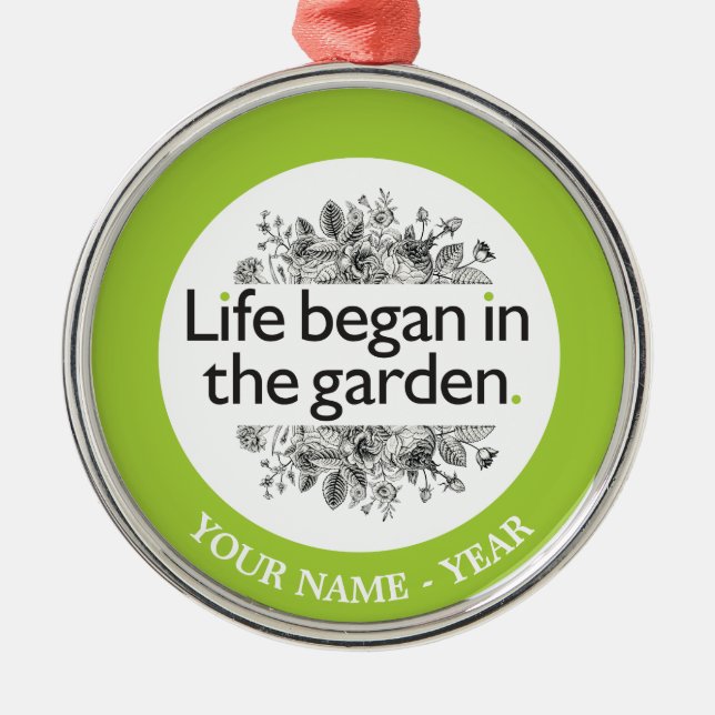 Life Began in the Garden Metal Tree Decoration (Front)