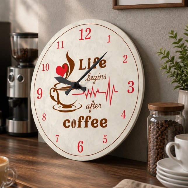 Life Begins After Coffee Acrylic Wall Clock (Creator Uploaded)