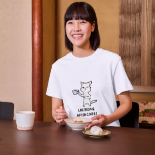 Life Begins After Coffee Cat T-Shirt