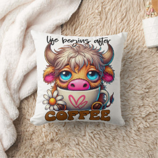 Life Begins After Coffee Cushion