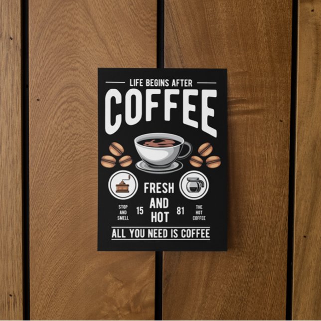 Life begins after Coffee Quote    Postcard (coffee vintage quote postcard)