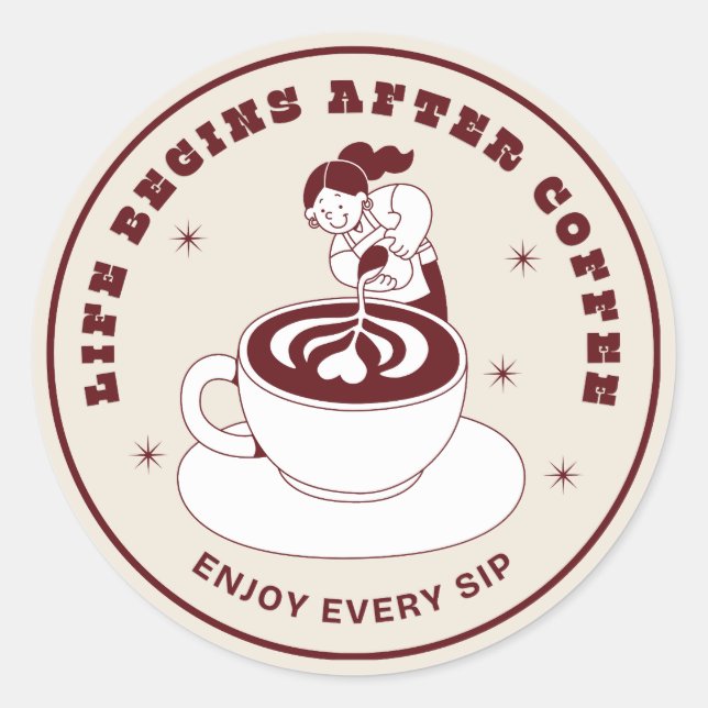 Life Begins After Coffee Retro Badge Sticker (Front)