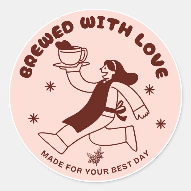 Life Begins After Coffee Round Café Sticker (Front)