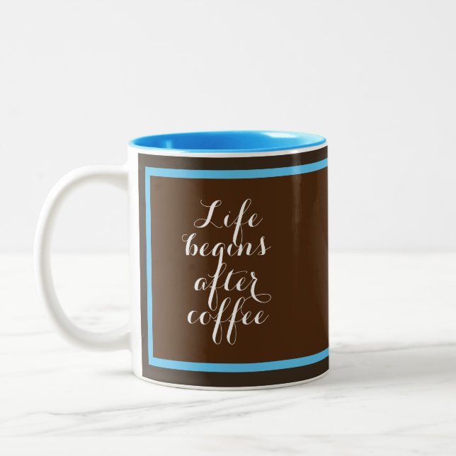 Life begins after coffee Two-Tone coffee mug (Left)
