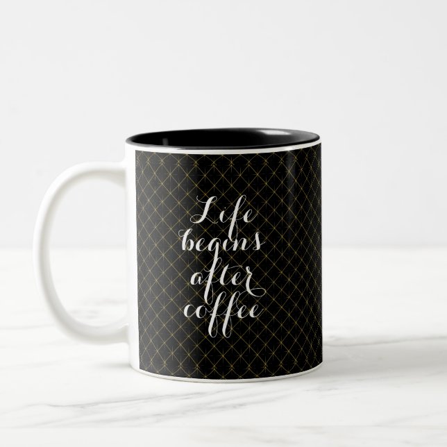 Life begins after coffee Two-Tone coffee mug (Left)