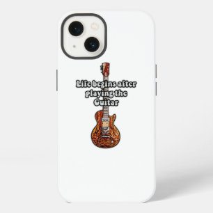 Life begins after playing the guitar. retro colors iPhone 13 case
