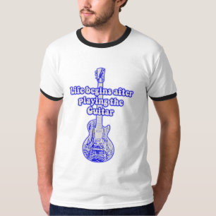 Life begins after playing the guitar. vintage blue T-Shirt
