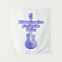 Life begins after playing the guitar. vintage blue
