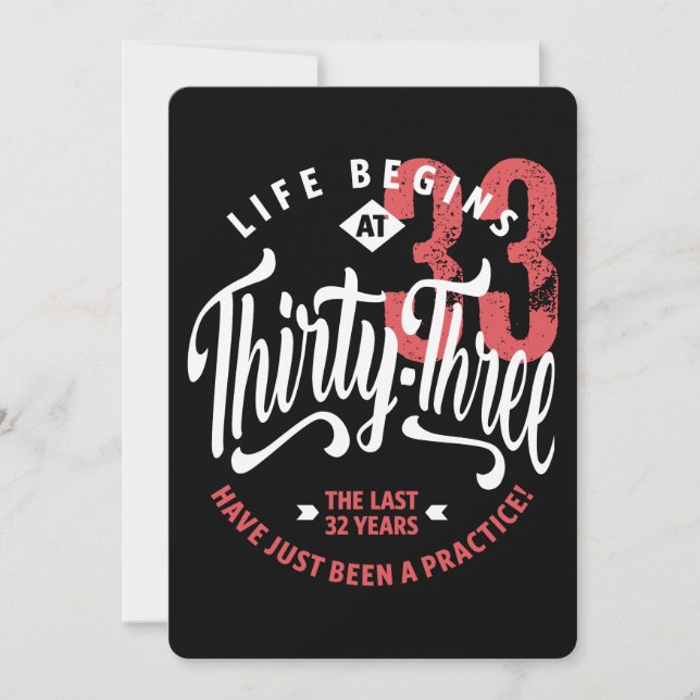 Life Begins at 33 | 33rd Birthday Card (Front)