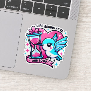 Life Begins at 40 Hummingbird Sticker