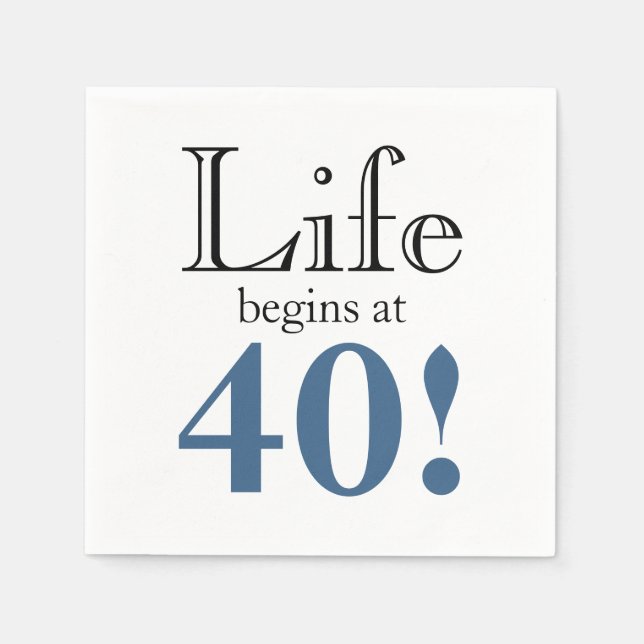 Life begins at 40 slate blue and black cool retro  napkin (Front)
